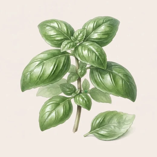Basilic peint à l'aquarelle